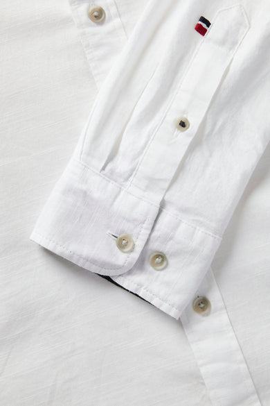 Wit overhemd met lange mouwen van PREMIUM by JACK & JONES met knopen en geborduurd logo.