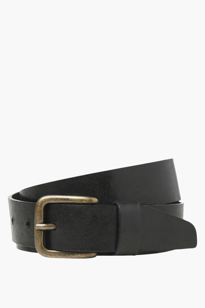 Ceinture noire par ACCESSORIES BY JACK & JONES, avec une boucle couleur bronze vieilli.