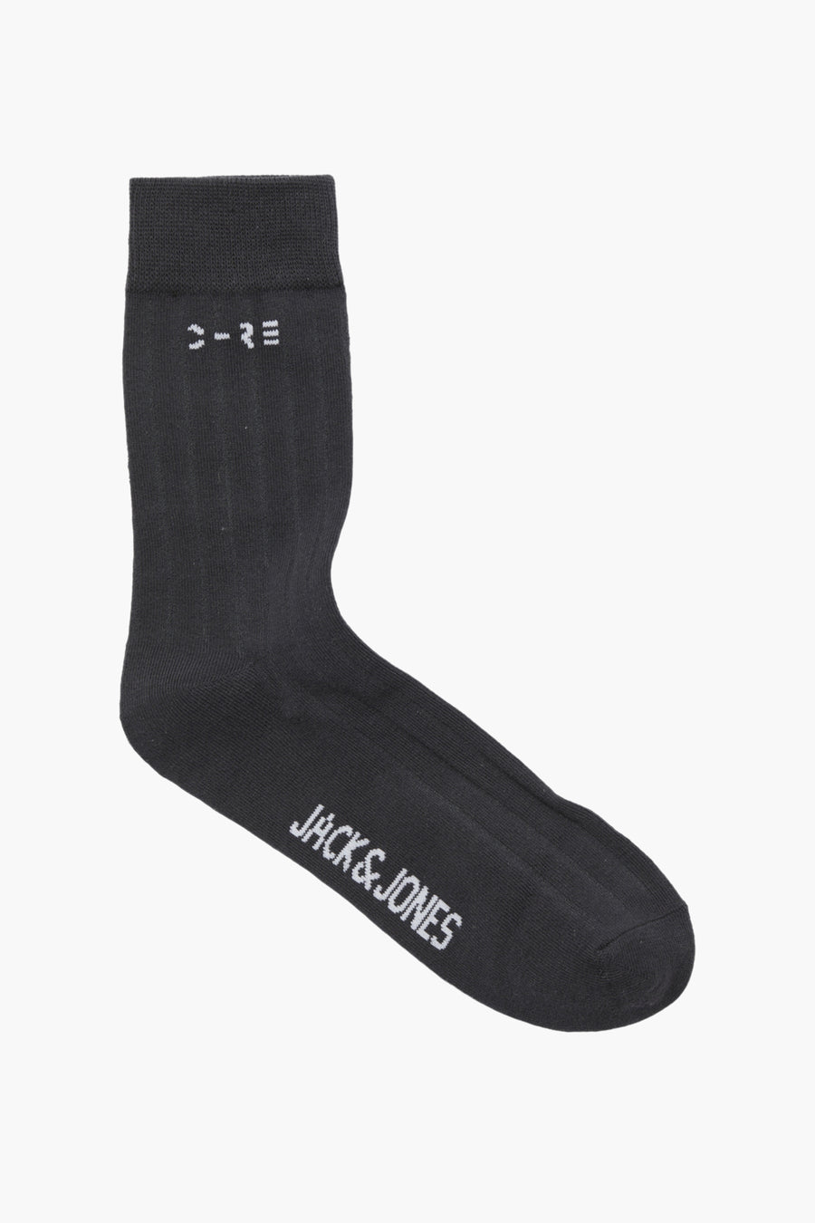 Chaussette grise par ACCESSORIES BY JACK & JONES, avec motif de côtes verticales et logo imprimé.