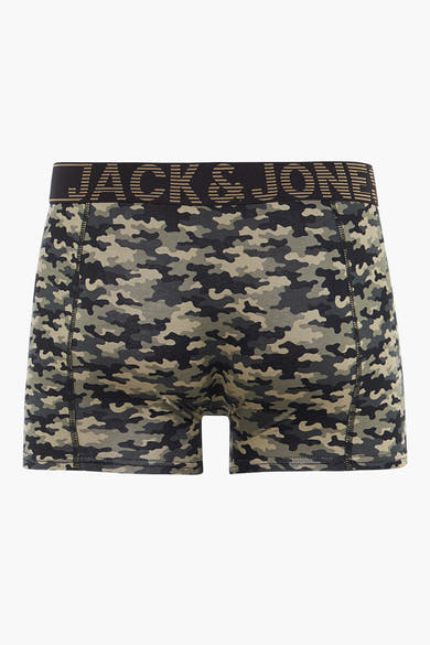 Boxer homme camouflage vert d'ACCESSORIES BY JACK & JONES, avec ceinture élastique logotée.