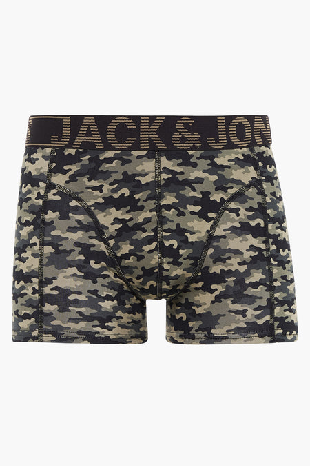 Boxer en coton à motif camouflage, par ACCESSORIES BY JACK & JONES, avec ceinture logotypée noire.