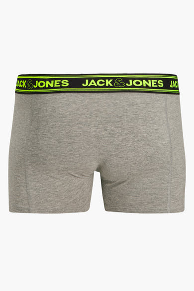 Grijs gemêleerde boxer van ACCESSORIES BY JACK & JONES, met een zwarte en gele elastische tailleband met logo.