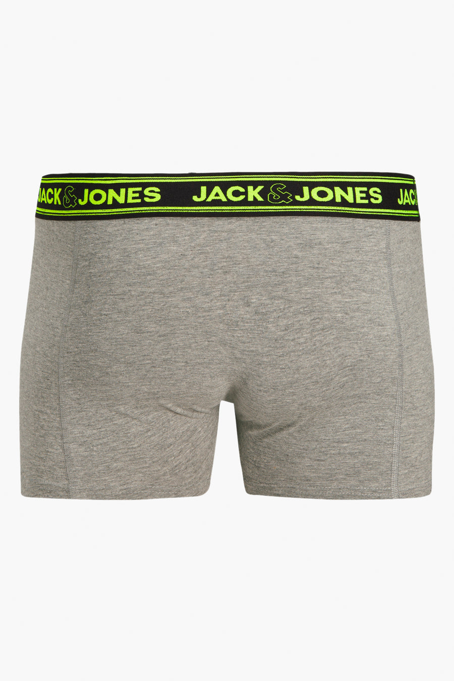 Grijs gemêleerde boxer van ACCESSORIES BY JACK & JONES, met een zwarte en gele elastische tailleband met logo.