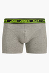 Grijze jersey boxer, van ACCESSORIES BY JACK & JONES, met een zwarte elastische tailleband met neongroen logo.