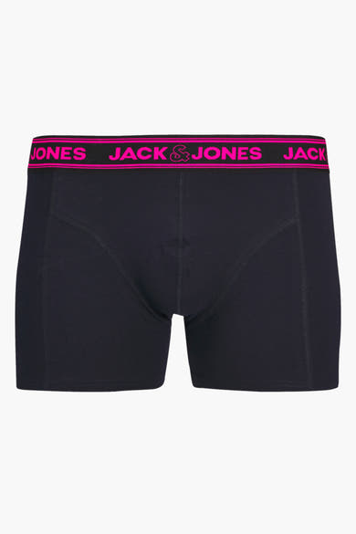 Boxer bleu marine de ACCESSORIES BY JACK & JONES avec ceinture élastique rose vif logotée.