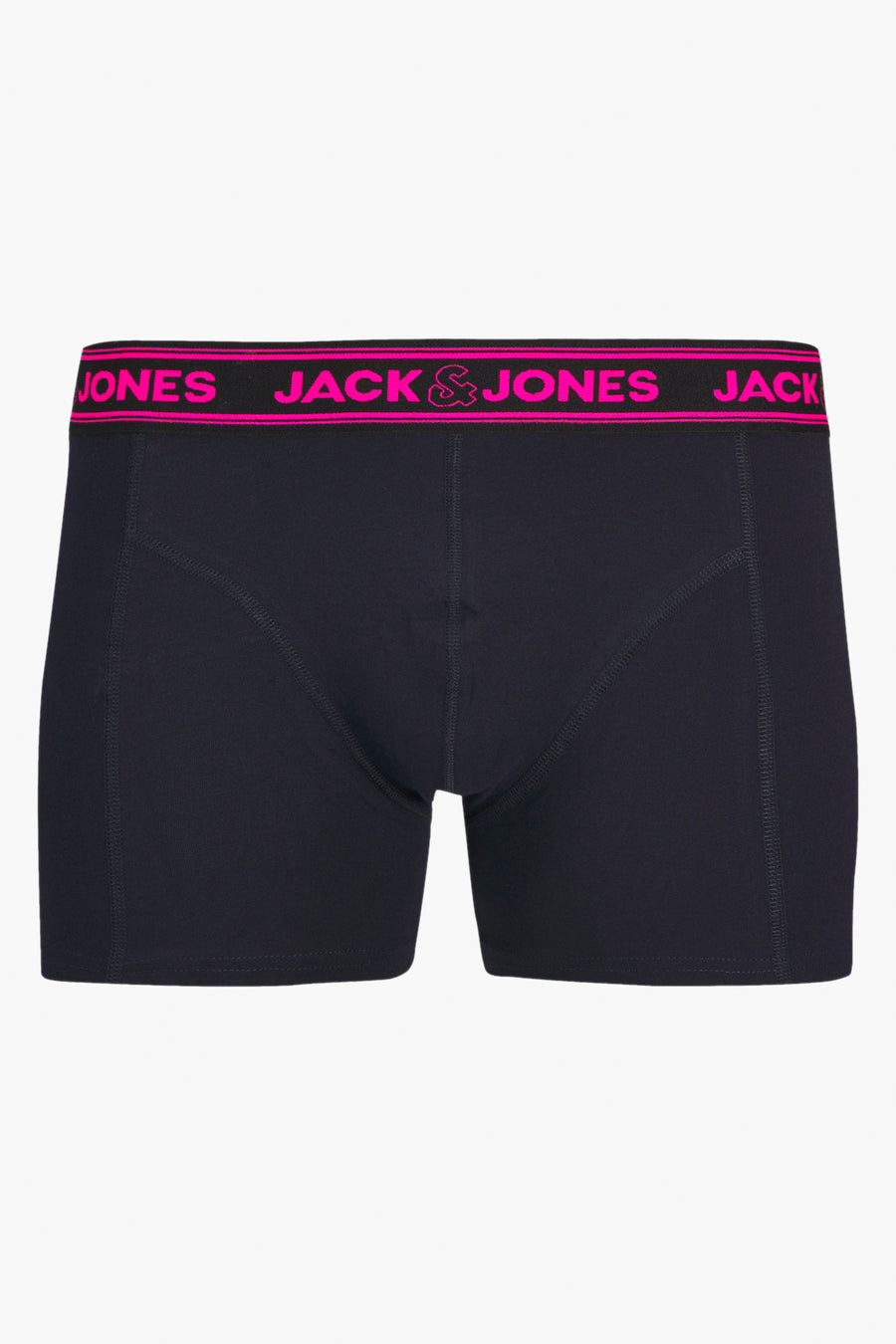 Boxer bleu marine de ACCESSORIES BY JACK & JONES avec ceinture élastique rose vif logotée.