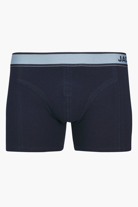 Boxer bleu marine par ACCESSORIES BY JACK & JONES, avec ceinture élastique bleu clair.
