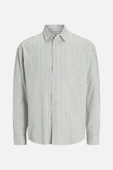 Ecru overhemd met lange mouwen van katoenmix, van ORIGINALS BY JACK & JONES, met verticale strepen.