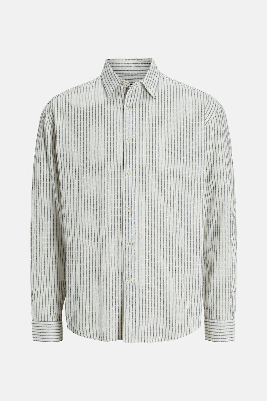 Ecru overhemd met lange mouwen van katoenmix, van ORIGINALS BY JACK & JONES, met verticale strepen.