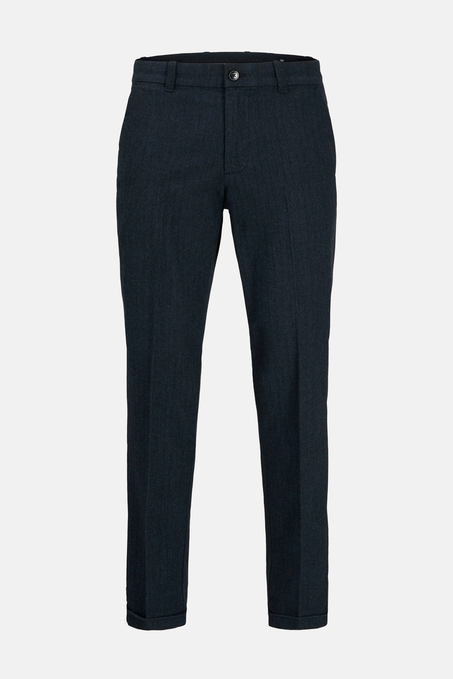 Chino bleu de JACK & JONES JEANS INTELLIGENCE, coupe slim, avec une texture à chevrons.
