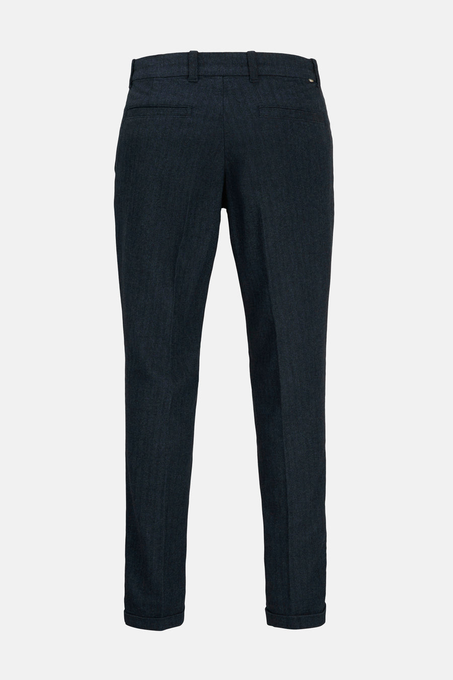 Chino bleu marine de JACK & JONES JEANS INTELLIGENCE, à motif chevrons subtil et ourlets retroussés.