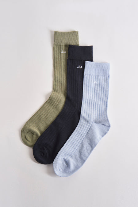 Multikleurige sokken set van ACCESSORIES BY JACK & JONES, in ribgebreide stof met geborduurd 'JJ'-logo.
