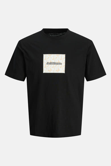 Zwart T-shirt met korte mouwen van Originals by Jack & Jones met een bloemenprint.