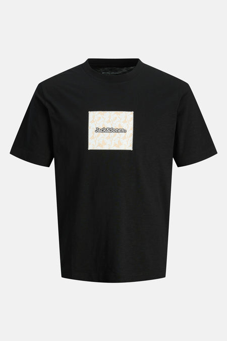 Zwart T-shirt met korte mouwen van Originals by Jack & Jones met een bloemenprint.