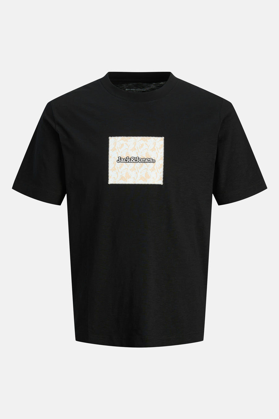 Zwart T-shirt met korte mouwen van Originals by Jack & Jones met een bloemenprint.
