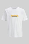 Wit T-shirt met korte mouwen van ORIGINALS BY JACK & JONES, met een grafisch bladmotief opdruk.