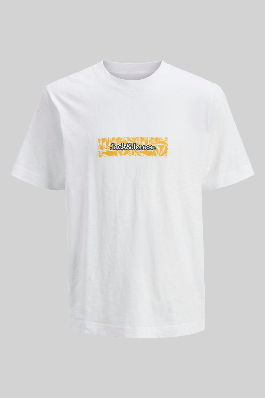 Wit T-shirt met korte mouwen van ORIGINALS BY JACK & JONES, met een grafisch bladmotief opdruk.