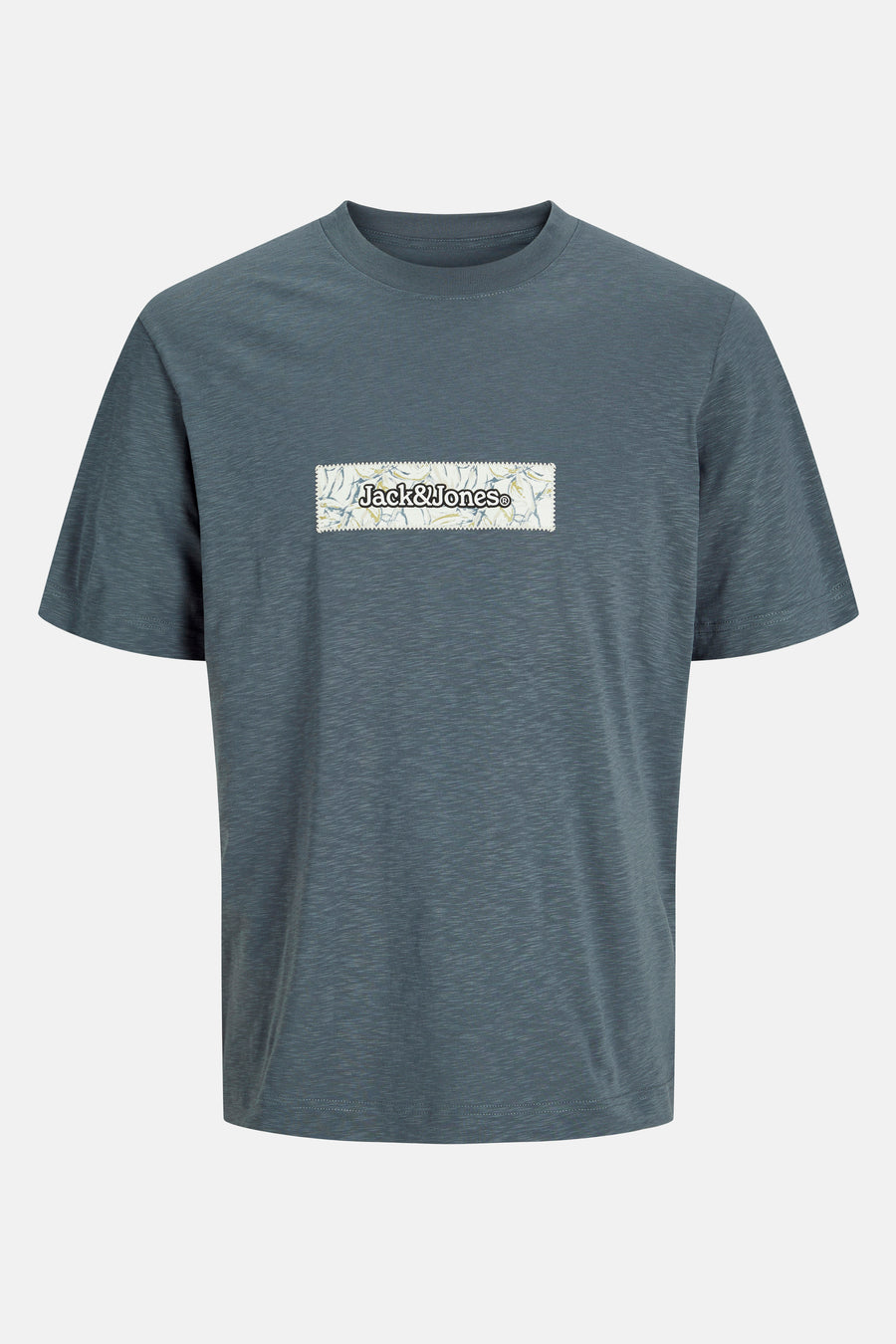 Grijs T-shirt met korte mouwen van ORIGINALS BY JACK & JONES, met een rechthoekig logo op de borst.