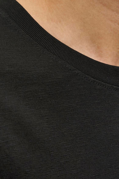 Zwart T-shirt met korte mouwen van ORIGINALS BY JACK & JONES, fijne textuur en ronde hals.