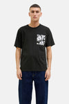 Zwart T-shirt met korte mouwen van Originals by Jack & Jones met borstzak met bloemenpatroon.