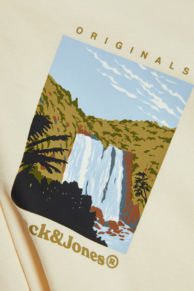 T-shirt beige met korte mouwen van ORIGINALS BY JACK & JONES met een cascade print.