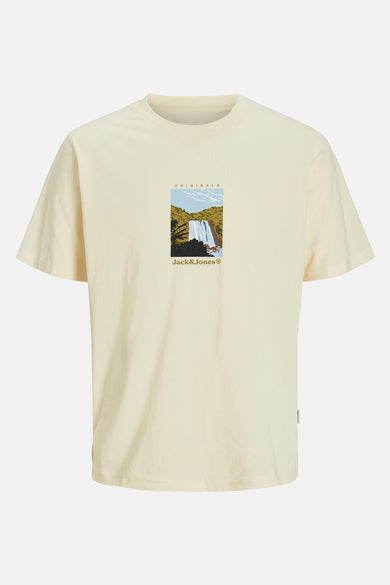 T-shirt beige met originalS BY JACK & JONES met een cascade-print in het midden.