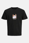 Zwart T-shirt met korte mouwen van Originals by Jack & Jones, met grafische print op de voorkant.