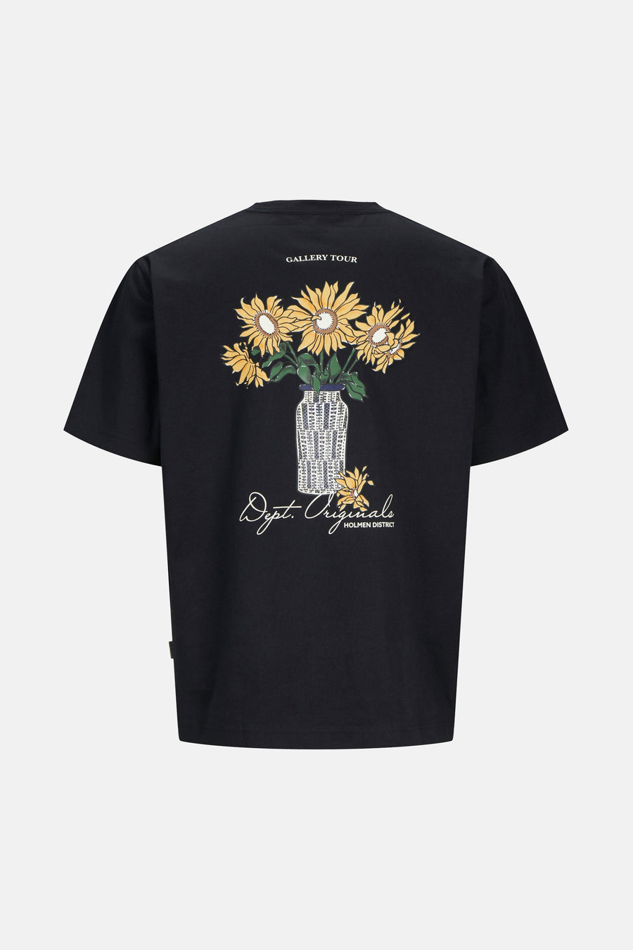 Zwart T-shirt met korte mouwen van ORIGINALS BY JACK & JONES met bloemenprint op de rug.