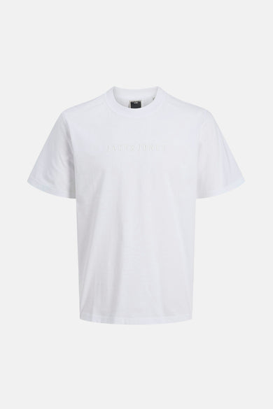 T-shirt blanc à manches courtes de JACK & JONES avec un texte ton sur ton.