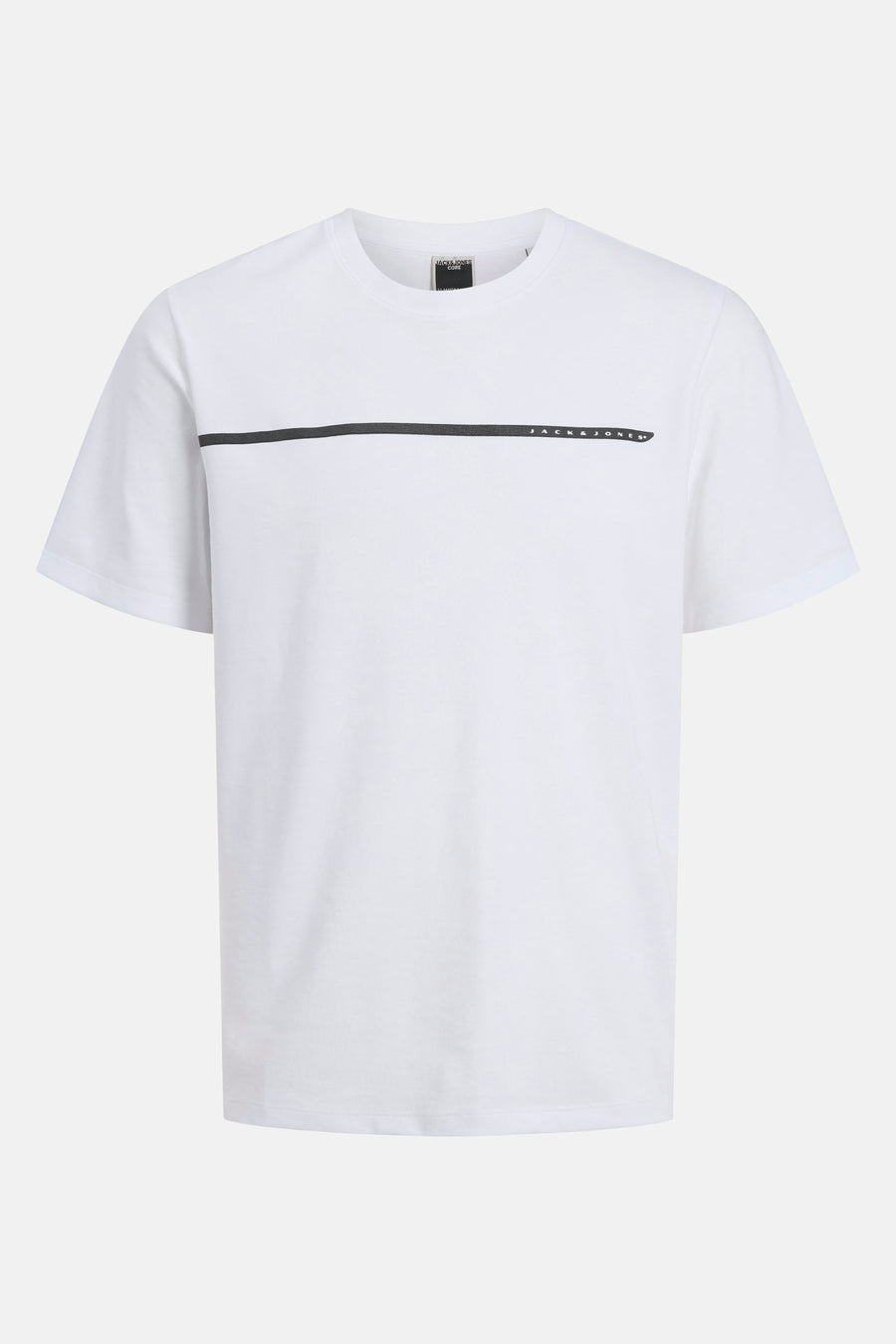 Wit T-shirt met korte mouwen van JACK & JONES, met een zwarte horizontale streep op de borst.