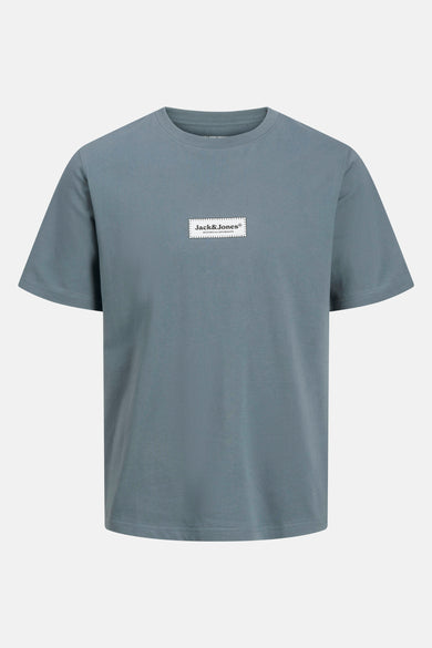 Grijs T-shirt met korte mouwen van ORIGINALS BY JACK & JONES, met een vierkant logo op de voorkant.