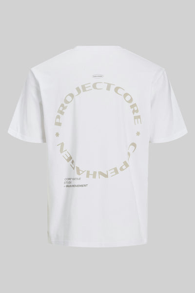 Witte shortarm T-shirt van ORIGINALS BY JACK & JONES met een cirkelprint op de rug.