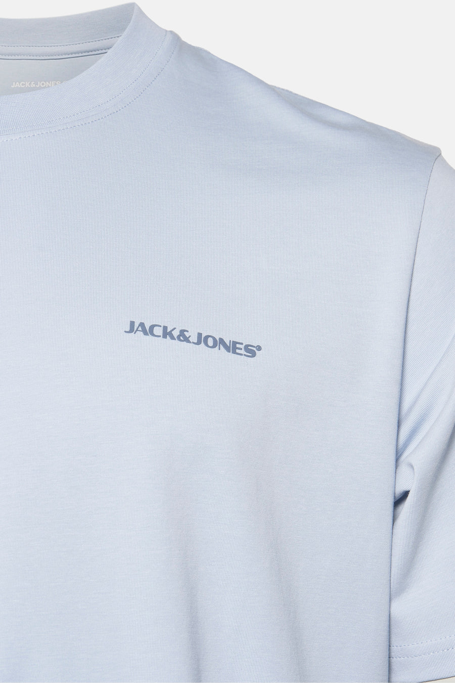 Lichtblauw T-shirt met korte mouwen van Originals by Jack & Jones, van getextureerd tricot.