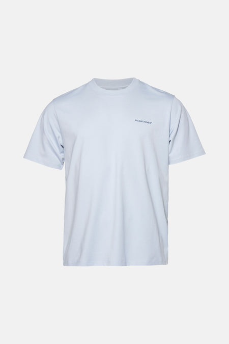 Lichtblauw T-shirt met korte mouwen van Originals by Jack & Jones, met een subtiel logo.