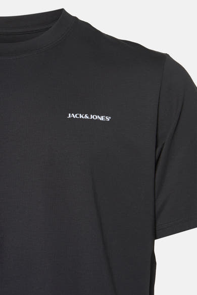 Zwart T-shirt met korte mouwen van Originals by Jack & Jones, effen en eenvoudig.