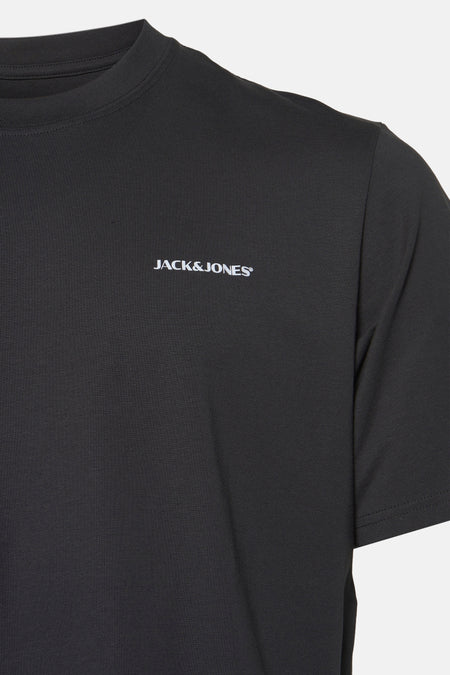 Zwart T-shirt met korte mouwen van Originals by Jack & Jones, effen en eenvoudig.