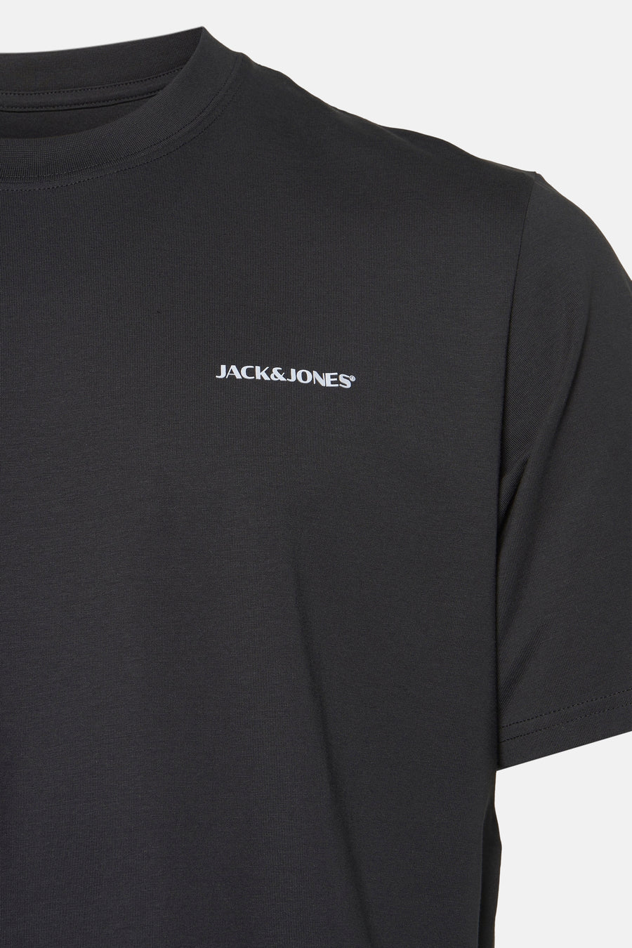 Zwart T-shirt met korte mouwen van Originals by Jack & Jones, effen en eenvoudig.