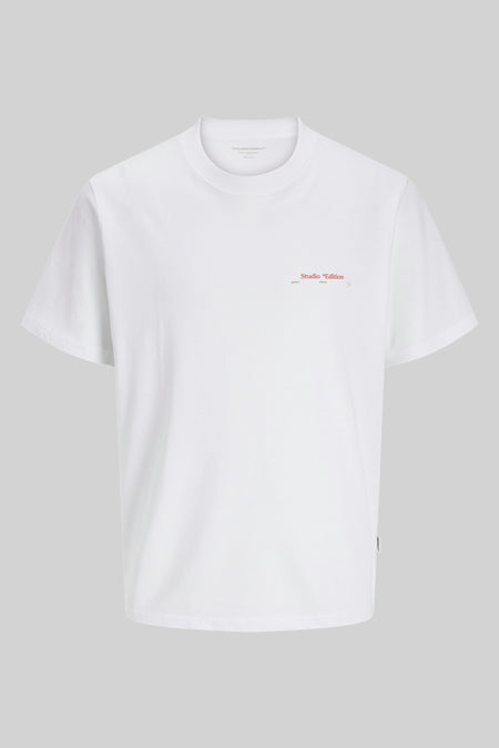 Wit T-shirt met korte mouwen van ORIGINALS BY JACK & JONES met "Studio Edition" logo.