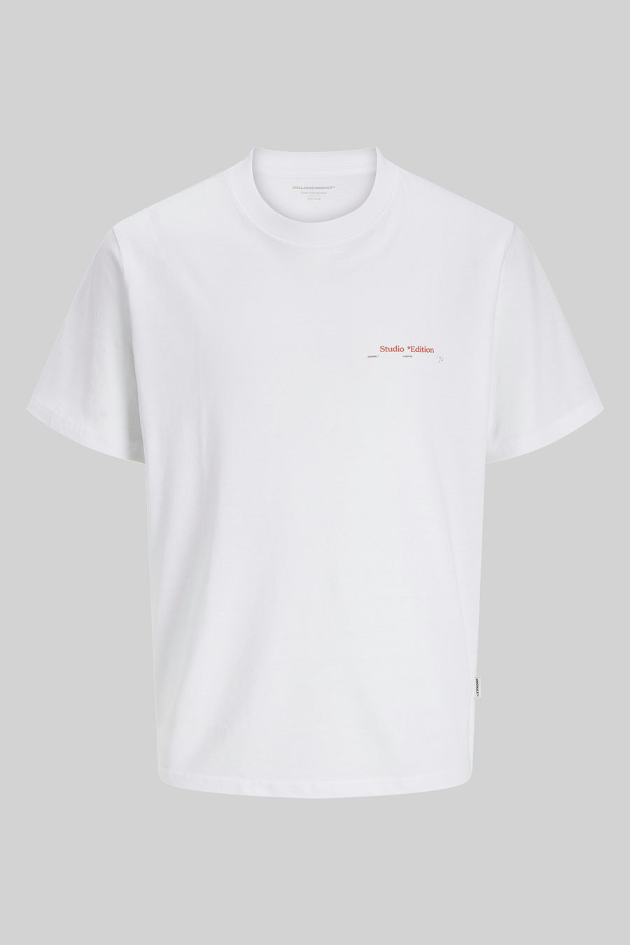 Wit T-shirt met korte mouwen van ORIGINALS BY JACK & JONES met "Studio Edition" logo.