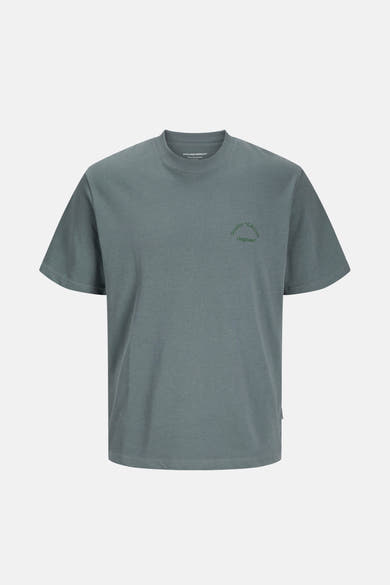 Grijs T-shirt met korte mouwen van ORIGINALS BY JACK & JONES met subtiele print op de borst.