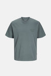 Grijs T-shirt met korte mouwen van ORIGINALS BY JACK & JONES met subtiele print op de borst.