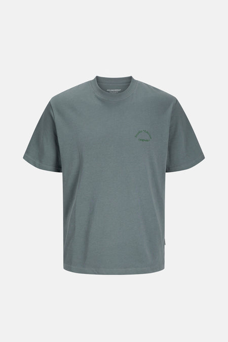 Grijs T-shirt met korte mouwen van ORIGINALS BY JACK & JONES met subtiele print op de borst.