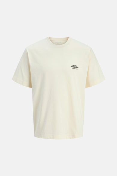 Ecru T-shirt met korte mouwen van ORIGINALS BY JACK & JONES, met een discreet logo op de borst.