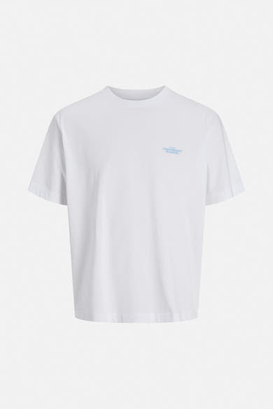 Wit T-shirt met korte mouwen van ORIGINALS BY JACK & JONES, met een klein lichtblauw logo.