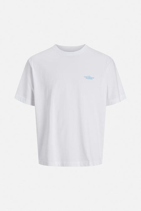 Wit T-shirt met korte mouwen van ORIGINALS BY JACK & JONES, met een klein lichtblauw logo.