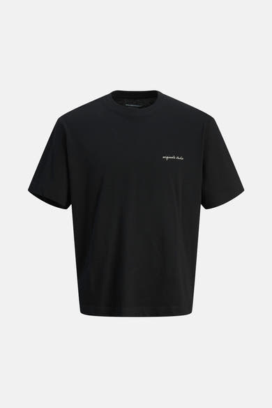 T-shirt noir à manches courtes de Originals by JACK & JONES, avec un logo brodé.