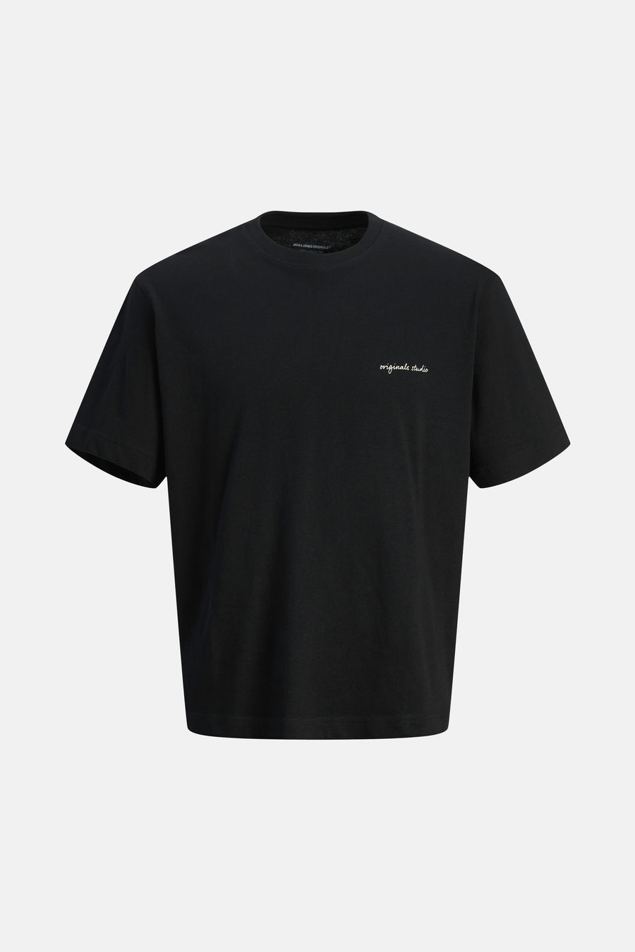 T-shirt noir à manches courtes de Originals by JACK & JONES, avec un logo brodé.