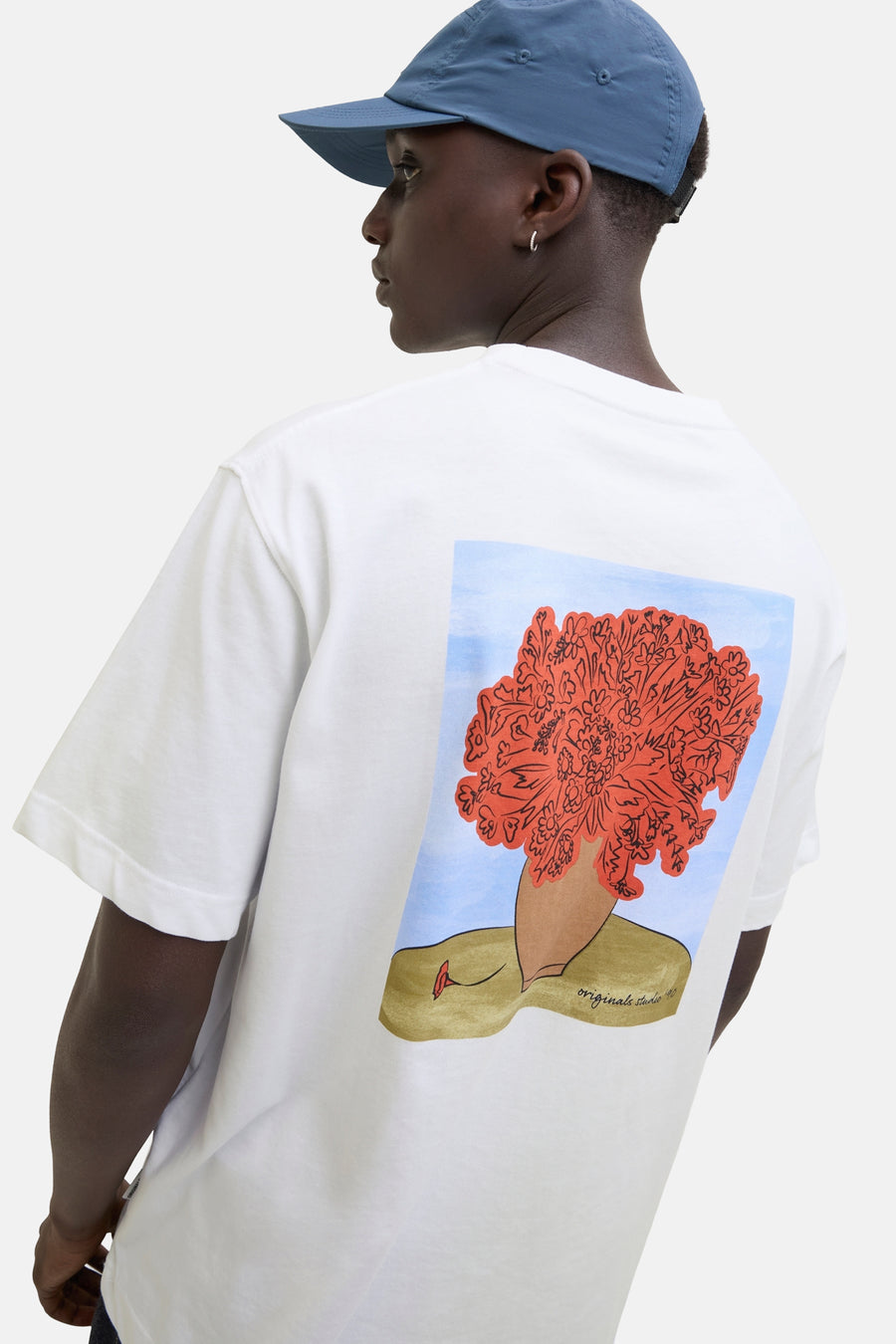 Wit T-shirt met korte mouwen van Originals by JACK & JONES met grafische print op de rug.