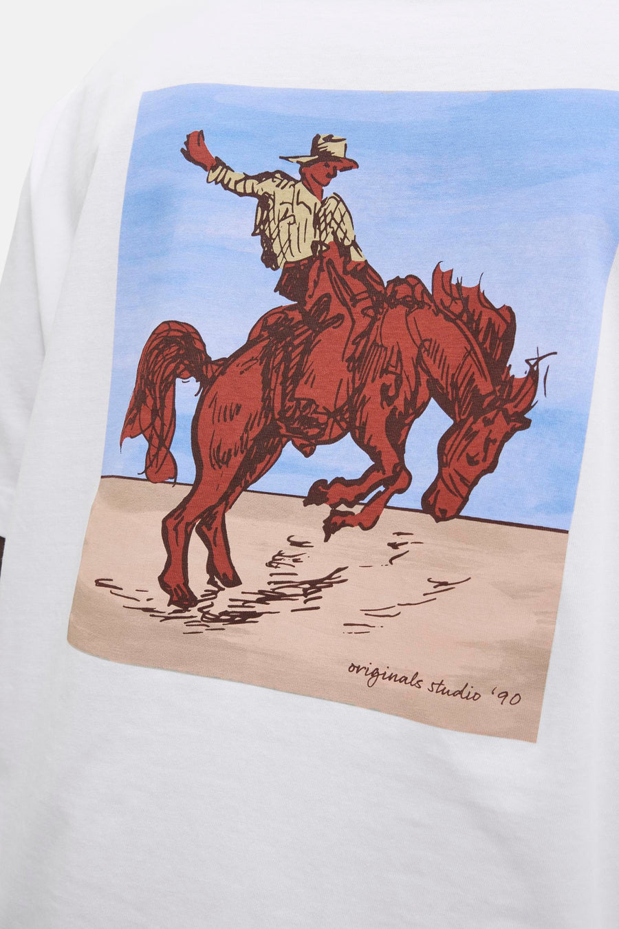 Wit T-shirt met korte mouwen van ORIGINALS BY JACK & JONES met cowboyprint.