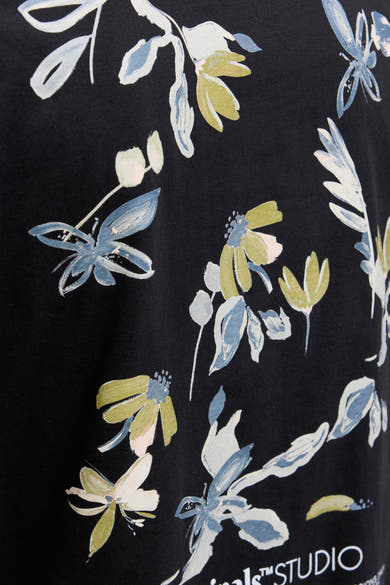 Zwart T-shirt met korte mouwen van Originals by Jack & Jones met bloemenprint.